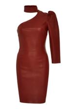 Zeynep Arcay One Shoulder Leather Dress