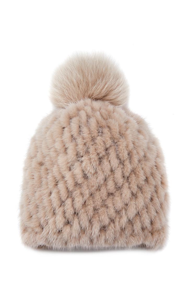 Pologeorgis The Mink Hat With Fox Pom Pom