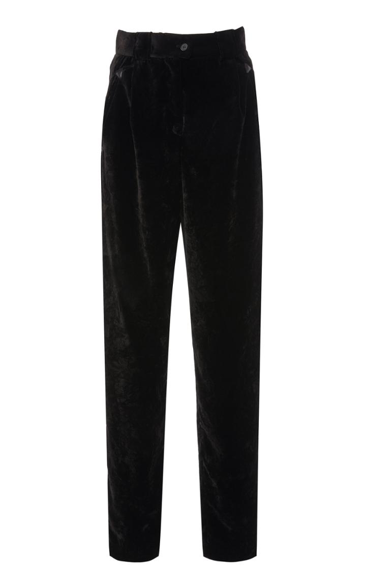 Alberta Ferretti High-rise Cotton Velvet Pants