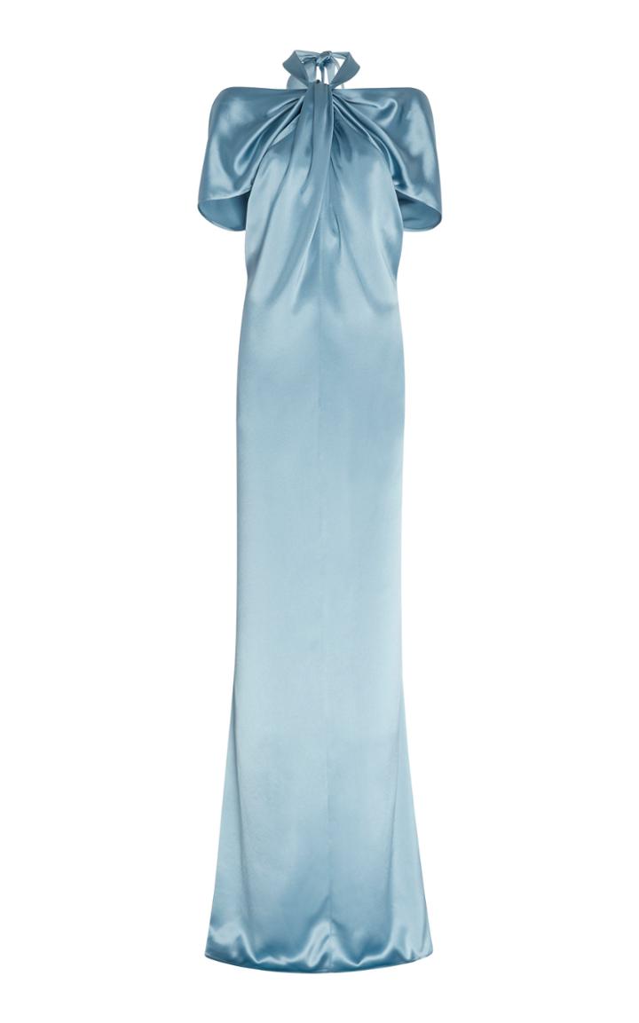 Moda Operandi Unttld Knot Halter Satin Maxi Dress Size: 2