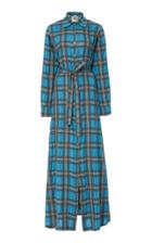 Evi Grintela Valerie Belted Checked Cotton-poplin Maxi Dress