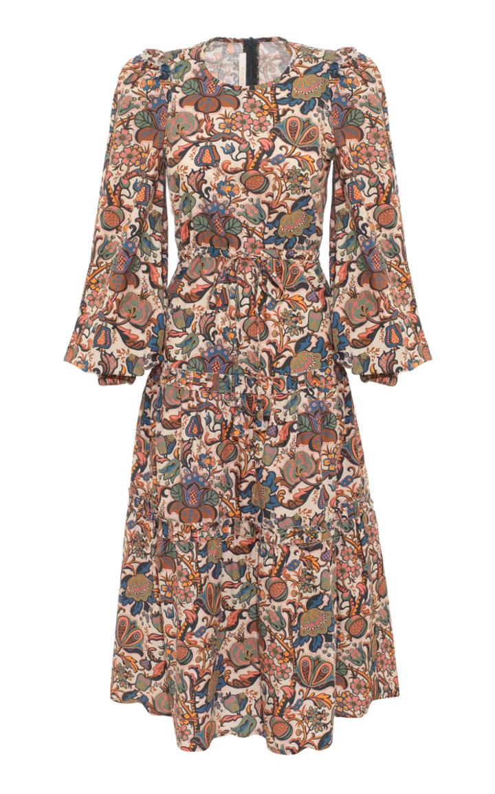 Anna Mason Christy Liberty Woolf Print Midi Dress