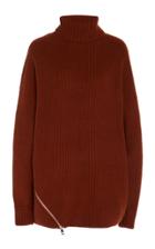 Tibi Ribbed Zip-detailed Cashmere Turtleneck Sweater Size: L