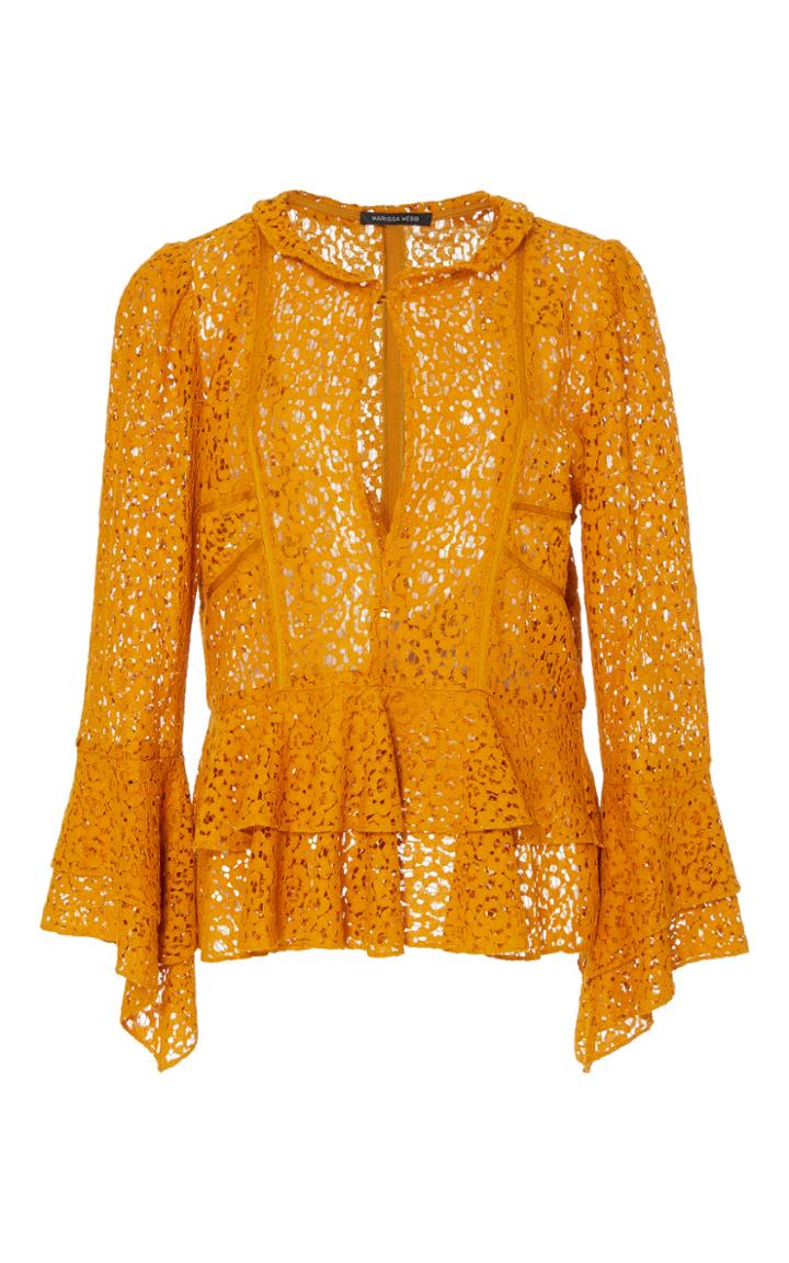 Marissa Webb Arielle Crepe & Lace Blouse
