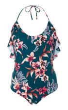 Tori Praver Babette Ruffle-trimmed Floral-print One-piece Swimsuit