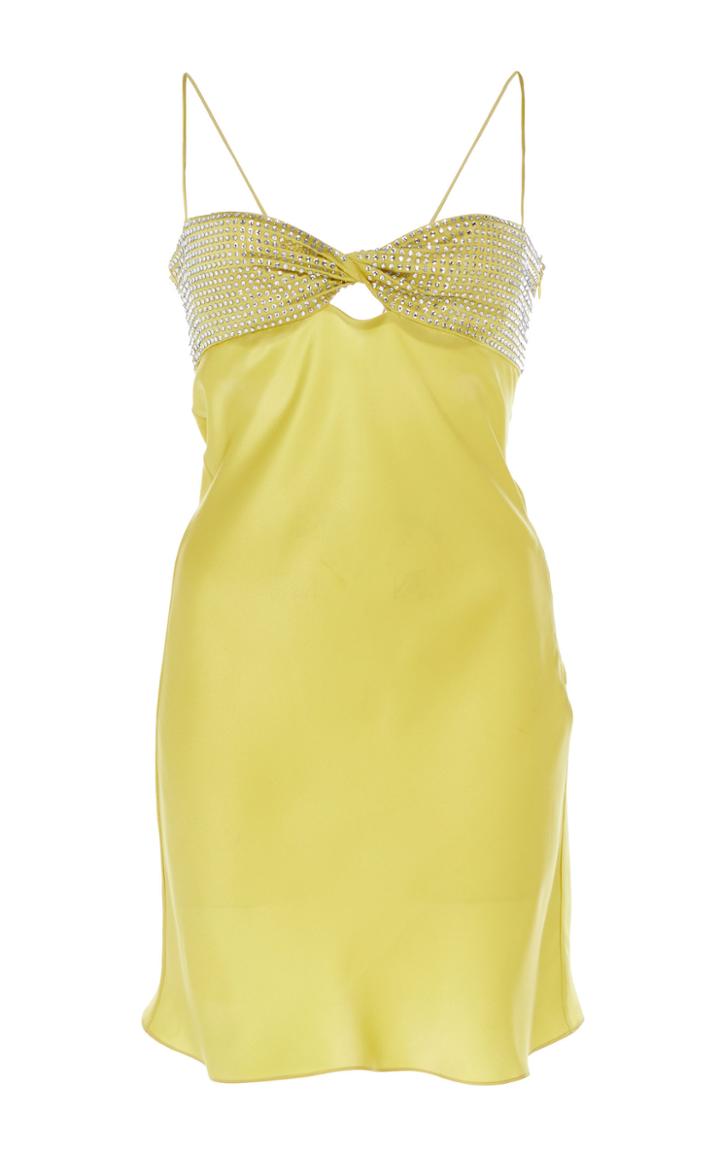 Alessandra Rich Crystal Bandeau Cutout Silk Satin Mini Dress