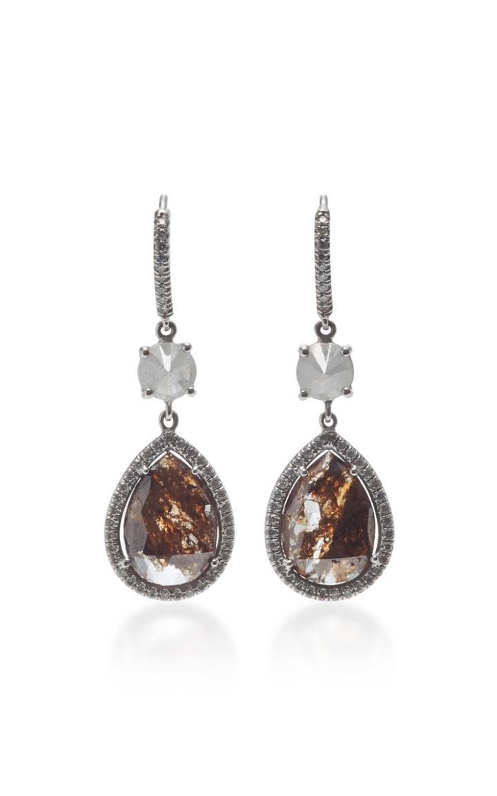 Nina Runsdorf 18k White Gold And Diamond Drop Earrings