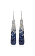 Martin Katz 18k Mixed Shape Blue Sapphire And Damond Paddle Earrings