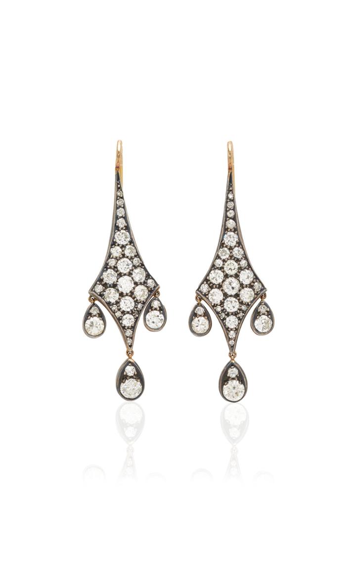 Fred Leighton Euro Cut Diamond Pendant Earrings