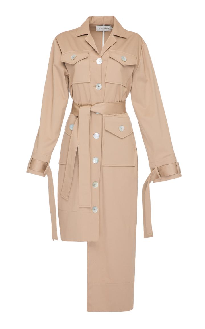 George Keburia Asymmetric Cotton-blend Trench Coat