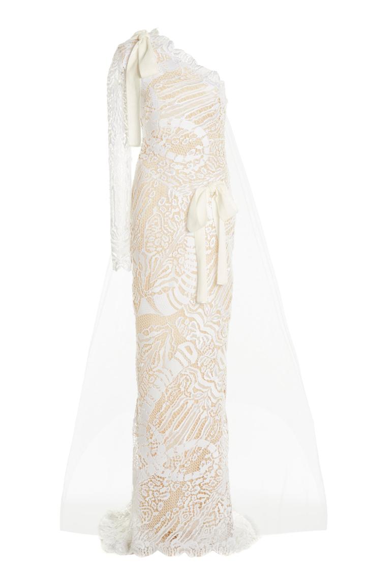 Moda Operandi Tom Ford One-shoulder Lace Gown And Tulle Veil