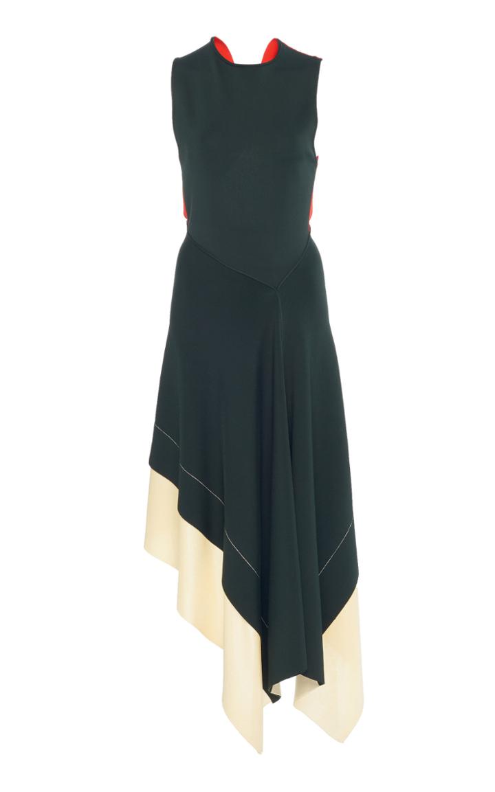 Victoria Beckham Asymmetric Crepe Midi Dress