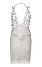 Fannie Schiavoni Mesh Geometrical V-neck Dress