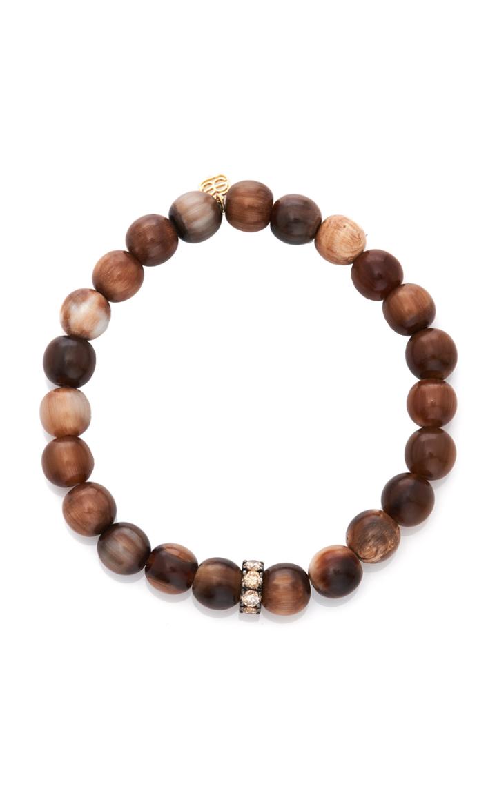 Moda Operandi Sydney Evan 14k Yellow Gold Large Pav & Horn Rondelle Bracelet