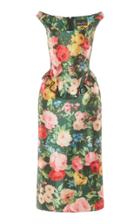 Moda Operandi Richard Quinn Floral-print Satin Peplum Dress Size: 6