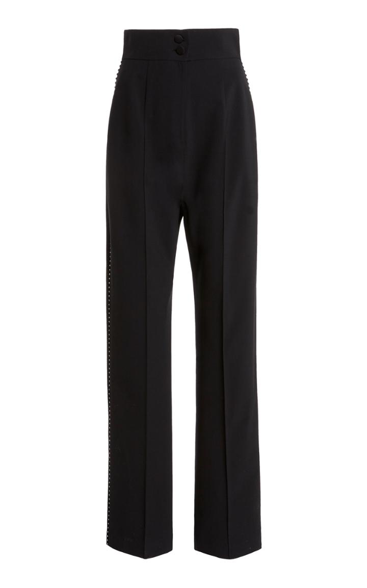 Moda Operandi George Keburia Crystal-embellished Hem Straight Leg Pants