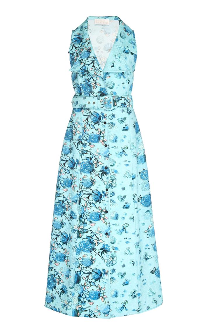 Peter Pilotto Printed Waffle S/l Midi Shirt Dress