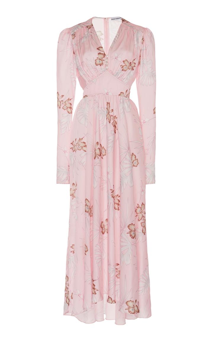 Paco Rabanne Embellished Floral-print Georgette Midi Dress Size: 34
