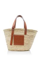 Loewe Leather-trimmed Woven Raffia Basket Bag