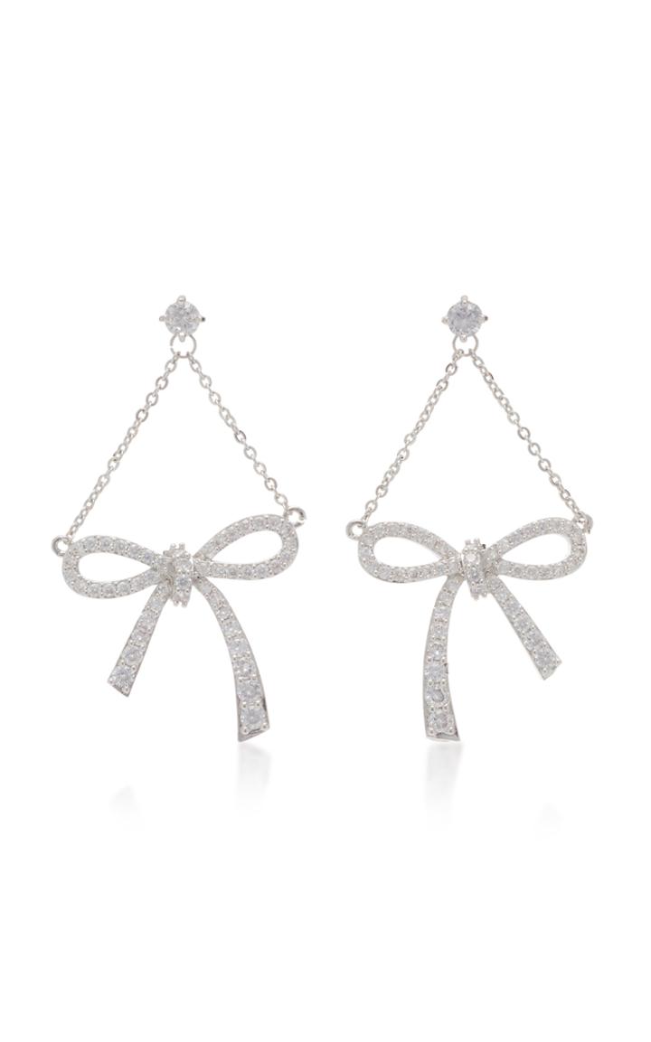 Moda Operandi Fallon Silver-tone Crystal Bow Earrings