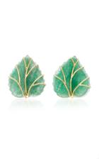 Sorab & Roshi Green Aventurine Leaf Earrings