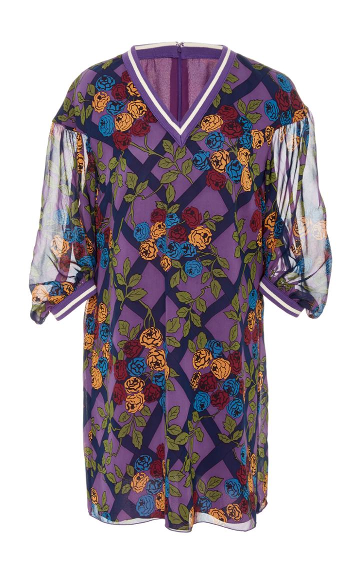 Anna Sui Rose Trellis Puff Sleeve Dress