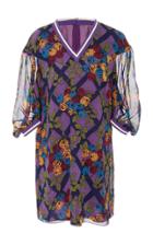 Anna Sui Rose Trellis Puff Sleeve Dress