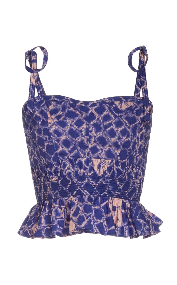 Ulla Johnson Byrdie Printed Cotton Corset Top