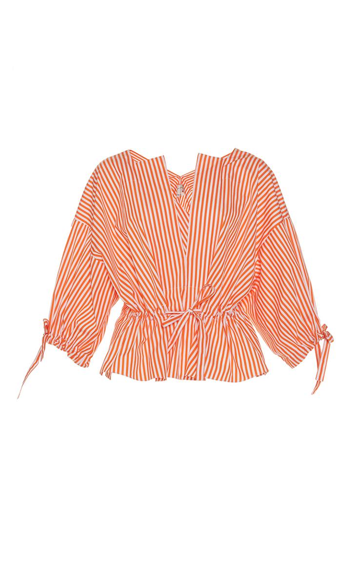 Maison Rabih Kayrouz Striped Poplin Tie-waist Top