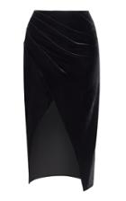 Rasario Draped Velvet Midi Skirt