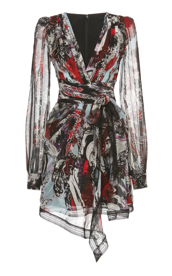 Zuhair Murad Silk Tattoo Print Mini Dress