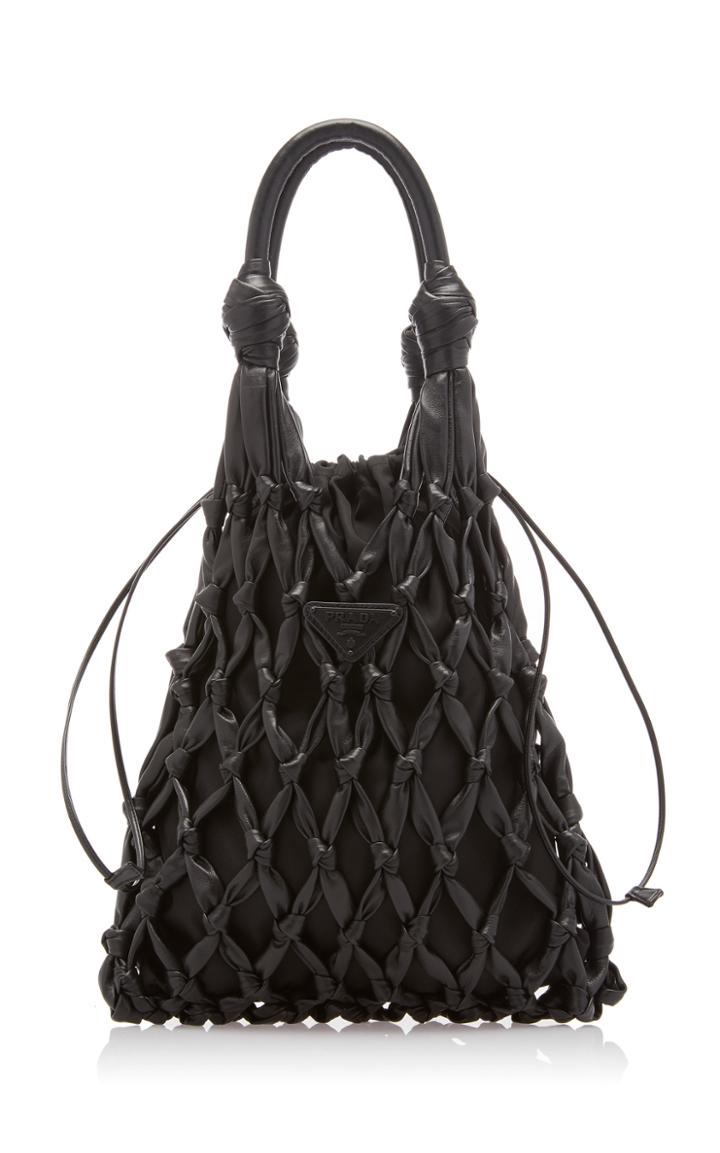 Prada Leather And Macram Tote