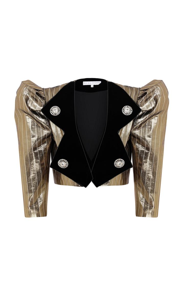 Moda Operandi Raisa Vanessa Embellished Lam Cropped Jacket