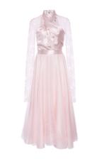 Lanvin Cross Draped Ballerina Dress With Lace Sleeves