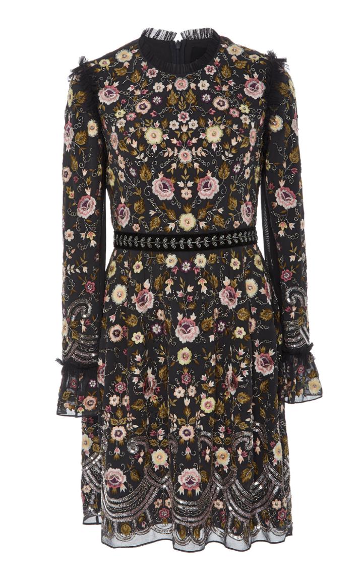 Needle & Thread Marella Floral-embroidered Mini Dress
