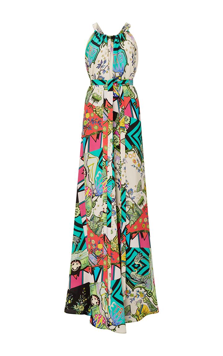 Etro Arcade Silk Print Long Dress