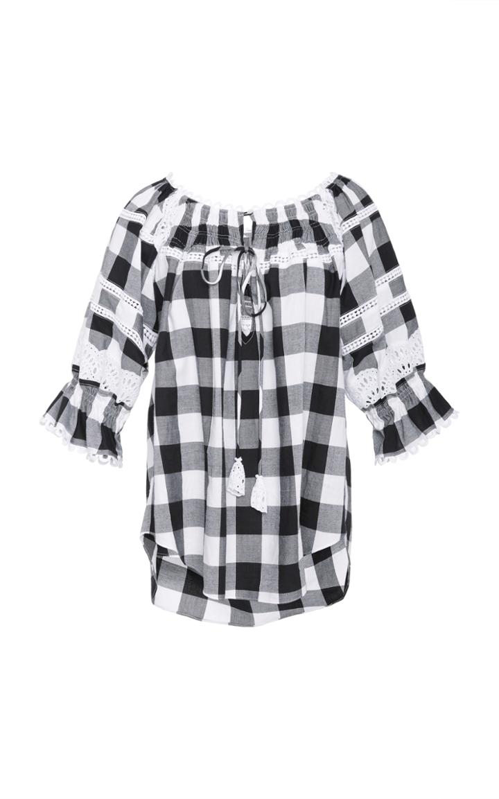 Marissa Webb Amalia Buffalo Plaid Blouse