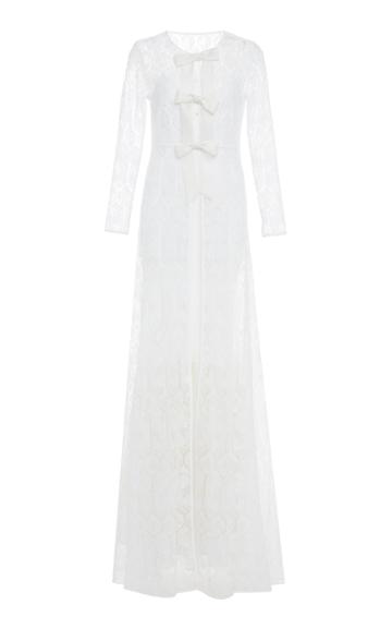 Rebecca De Ravenel Forget Me Knot Bow-detail Embroidered Tulle Dress