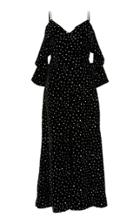 Christian Siriano Crystal Velvet Shoulder Flounce Dress