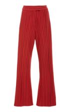 Rosie Assoulin The Scrunchy Pinstriped Stretch Wool-twill Flared Pants