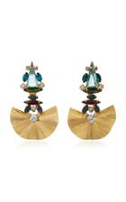 Nicole Romano 18k Gold-plated Rippled Fan Multistoned Earrings