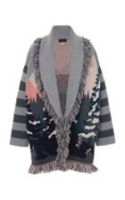 Moda Operandi Alanui Frozen Landscape Fringed Jacquard-knit Cashmere-blend Cardigan