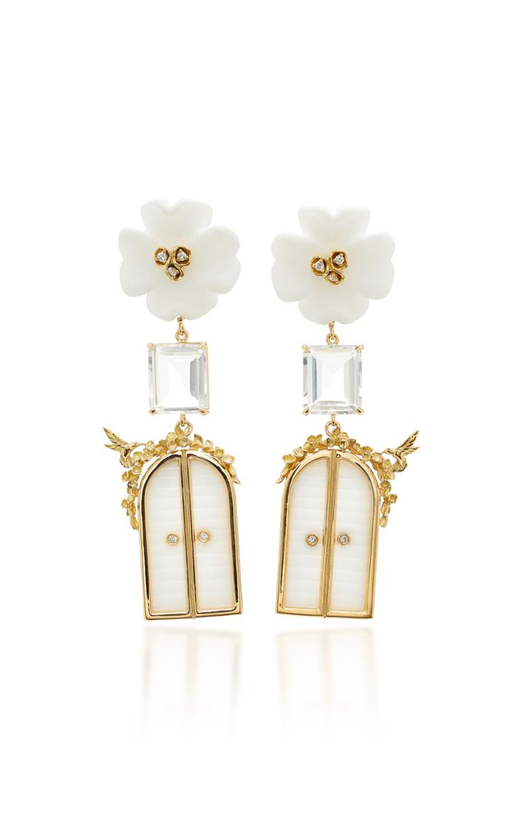 Brent Neale M'o Exclusive Large Clover Floral Archway Door Earrings