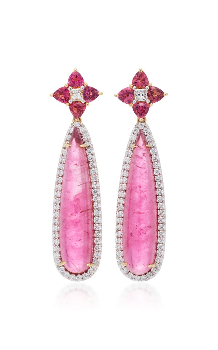Pamela Huizenga Pink Tourmaline And Diamond Earrings