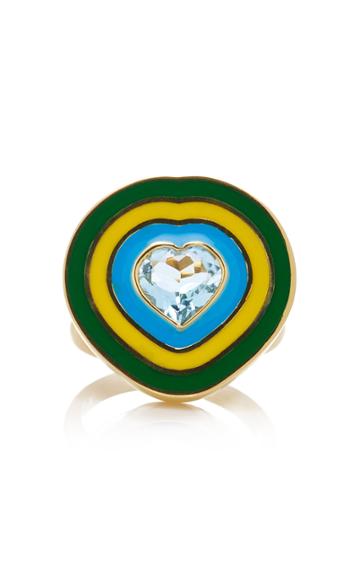 Sig Ward 18k Gold Enamel And Aquamarine Ring
