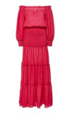 Alexis Thalssa Off-the-shoulder Shirred Cotton-voile Maxi Dress
