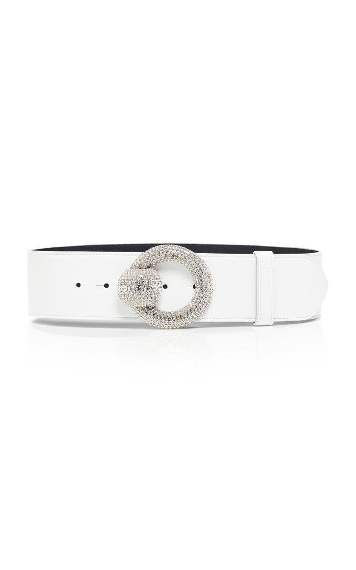 Moda Operandi Alessandra Rich Glass Crystal-embellished Buckle Leather Belt Size: S