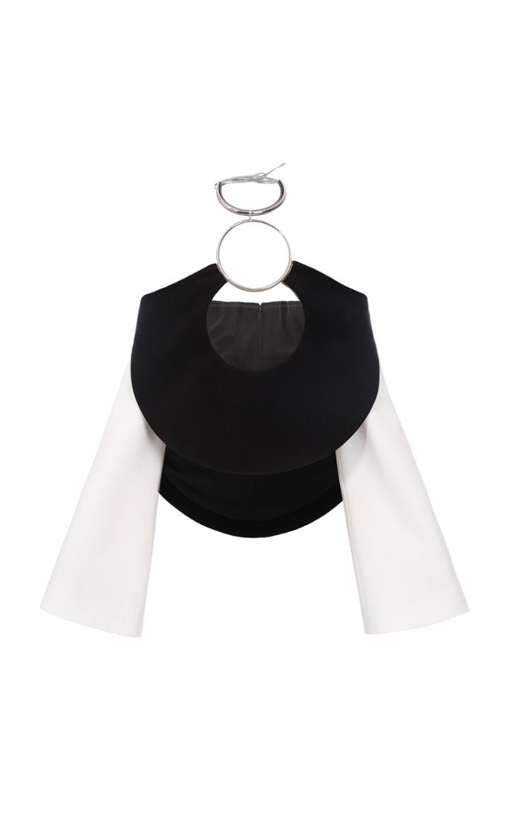 Moda Operandi Balmain Ring-detailed Cutout Crepe Cold-shoulder Top Size: 36