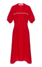 Marni Short Sleeve Woven A-line Midi Dress