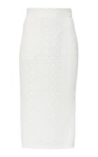 Akris Open Woven Plaid Embroidered Pencil Skirt